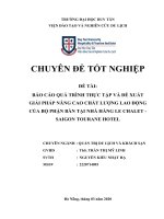 BÁO cáo QUÁ TRÌNH THỰC tập và đề XUẤT GIẢI PHÁP NÂNG CAO CHẤT LƯỢNG LAO ĐỘNG của bộ PHẬN bàn tại NHÀ HÀNG LE CHALET   SAIGON TOURANE HOTEL