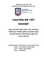 BÁO cáo kết QUẢ THỰC tập và HOÀN THIỆN QUY TRÌNH ĐĂNG ký KHÁCH sạn tại bộ PHẬN lễ tân KHÁCH sạn tt VILLA hội AN