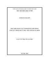 THỰC HIỆN PHÁP LUẬT VỀ BÌNH ĐẲNG GIỚI TRONG  LĨNH VỰC CHÍNH TRỊ TỪ THỰC TIỄN TỈNH QUẢNG BÌNH     LUẬN VĂN THẠC SĨ LUẬT HỌC