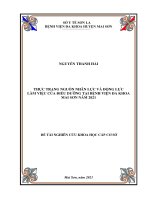 Thực trạng nguồn nhân lực và động lực làm việc của điều dưỡng tại Bệnh viện Đa khoa huyện Mai Sơn năm 2021