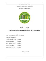 BÁO cáo PHÂN lập và TINH CHẾ SAPONIN cây CAM THẢO 