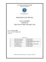 BUỔI THẢO LUẬN THỨ HAI LUẬT LAO ĐỘNG CHƯƠNG II VIỆC làm và đào tạo VIỆC làm 