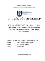 DL  CDTN  báo cáo kết QUẢ THỰC tập và một số GIẢI PHÁP NHẰM NÂNG CAO CHẤT LƯỢNG tổ CHỨC TIỆC tại NHÀ HÀNG SALA của KHÁCH sạn SALA DANANG