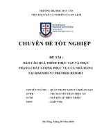 DL  CDTN  báo cáo QUÁ TRÌNH THỰC tập và THỰC TRẠNG CHẤT LƯỢNG PHỤC vụ của NHÀ HÀNG tại RISEMOUNT PREMIER RESORT