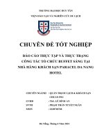 BÁO cáo THỰC tập và THỰC TRẠNG CÔNG tác tổ CHỨC BUFFET SÁNG tại NHÀ HÀNG KHÁCH sạn PARACEL DA NANG HOTEL