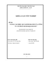 NÂNG CAO HIỆU QUẢ KINH DOANH của CÔNG TY cổ PHẦN BÁNH kẹo hải hà 