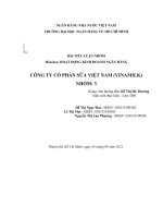 TIỂU LUẬN môn học HOẠT ĐỘNG KINH DOANH NGÂN HÀNG CÔNG TY cổ PHẦN sữa VIỆT NAM (VINAMILK) 