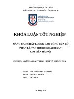 DL CDTN  NÂNG CAO CHẤT LƯỢNG LAO ĐỘNG của bộ PHẬN lễ tân THUỘC KHÁCH sạn    KIM LIÊN hà nội