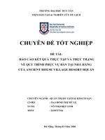 DL CDTN  báo cáo kết QUẢ THỰC tập và THỰC TRẠNG về QUY TRÌNH PHỤC vụ bàn tại NHÀ HÀNG của ANCIENT HOUSE VILLAGE RESORT hội AN