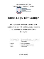 DL CDTN đề XUẤT GIẢI PHÁP NHẰM THU hút KHÁCH nội địa tới NHÀ HÀNG LA MAISON tại RISEMOUNT PREMIER RESORT                   đà NẴNG