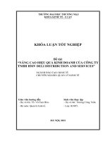 NÂNG CAO HIỆU QUẢ KINH DOANH CỦA CÔNG TY TNHH HMV DELI DISTRIBUTION AND SERVICES 