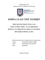 DL CDTN một số GIẢI PHÁP NÂNG CAO  CHẤT LƯỢNG PHỤC vụ tại bộ PHẬN BUỒNG của KHÁCH sạn HOI AN CENTRAL BOUTIQUE HOTEL  SPA