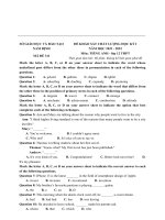 ĐỀ THI KHẢO SÁT THPT MÔN TIẾNG ANH CÓ ĐÁP ÁN CHI TIẾT