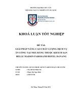 DL  CDTN  GIẢI PHÁP NÂNG CAO CHẤT LƯỢNG DỊCH vụ ăn UỐNG tại NHÀ HÀNG THUỘC KHÁCH sạn BELLE MAISON PAROSAND HOTEL DANANG