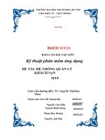 BÁO cáo bài tập lớn kỹ thuật phần mềm ứng dụng đề tài hệ THỐNG QUẢN lý KHÁCH sạn MTP 