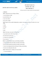 Bộ 5 đề thi giữa HK2 môn Sinh học 11 năm 2021-2022 - Trường THPT Nguyễn Gia Thiều có đáp án