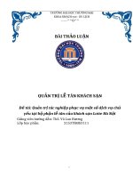 THẢO LUẬN NHÓM TMU quản trị tác nghiệp phục vụ một số dịch vụ chủ yếu tại bộ phận lễ tân của khách sạn lotte hà nội 