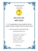 BÀI tập lớn môn THUẾ đề tài thu nhập số liệu của công ty cổ phần sữa việt nam vinamilk và giả định các nghiệp vụ để tính các loại thuế trong kỳ 