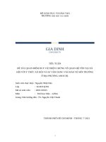 QUAN điểm DUY vật BIỆN CHỨNG về QUANHỆTỒNTẠI xãhội với ý THỨC xã hội và sự vận DỤNG vào BẢOVỆ môi TRƯỜNGỞ địa PHƯƠNG ANHCHỊ  