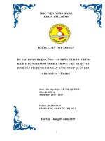 Hoàn thiện công tác phân tích tài chính khách hàng doanh nghiệp trong việc ra quyết định cấp tín dụng tại NH TMCP quân đội   chi nhánh văn phú   khoá luận tốt nghiệp 194