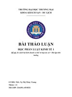 BÀI THẢO LUẬN HỌC PHẦN LUẬT KINH TẾ 1 Đề tài So sánh hộ kinh doanh cá thể và hợp tác xã  Bài tập tình huống