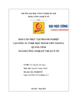 BÁO cáo THỰC tập DOANH NGHIỆP tại CÔNG TY TNHH một THÀNH VIÊN TOYOTA QUẢNG NINH NGÀNH CÔNG NGHỆ kỹ THUẬT ô tô 
