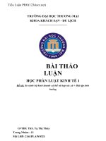 BÀI THẢO LUẬN HỌC PHẦN LUẬT KINH TẾ 1 Đề tài So sánh hộ kinh doanh cá thể và hợp tác xã  Bài tập tình huống