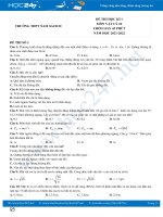Bộ 5 đề thi HK1 môn Vật Lý 10 năm 2021-2022 có đáp án Trường THPT Nam Sách II