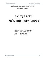 BÀI tập lớn môn học  nền MÓNG  THỐNG kê CHI TIẾT số LIỆU đầu vào 