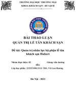 THẢO LUẬN QUẢN TRỊ lễ tân KHÁCH sạn đề tài quản trị nhân lực bộ phận lễ tân khách sạn hubert 