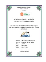 DL KLTN GIẢI PHÁP NÂNG CAO CHẤT LƯỢNG  DỊCH vụ PHÒNG tại KHÁCH sạn ROYAL LOTUS    đà NẴNG