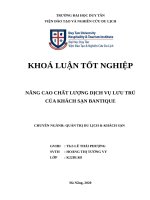 NÂNG CAO CHẤT LƯỢNG DỊCH VỤ lưu TRÚ CỦA KHÁCH SẠN BANTIQUE