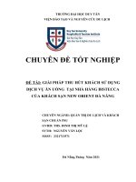 GIẢI PHÁP THU hút KHÁCH sử DỤNG DỊCH vụ ăn UỐNG  tại NHÀ HÀNG BISTECCA của KHÁCH sạn NEW ORIENT đà NẴNG