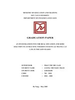 AN INVESTIGATION INTO THE REAL SITUATION AND SOME SOLUTION TO ATTRACTING TOURISTS TO HUNG LE TRAVEL c o LTD  IN THE LOW SEASON