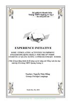 (SKKN mới NHẤT) some stimulating activities to improve english speaking skill for the 10th form students at quangxuong 1 upper secondary school 