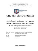 THỰC TRẠNG CHẤT LƯỢNG PHỤC vụ tại NHÀ HÀNG THUỘC HYATT REGENCY DANANG RESORT