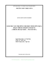 (SKKN mới NHẤT) SKKN GIÁO dục GIÁ TRỊ SỐNG CHO học SINH lớp 10 QUA đoạn TRÍCH CHÍ KHÍ ANH HÙNG ( TRÍCH TRUYỆN KIỀU – NGUYỄN DU ) 