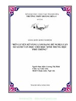 (SKKN mới NHẤT) SKKN rèn luyện kĩ năng làm dạng đề nghị luận so sánh văn học cho học sinh trung học phổ thông 