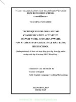 (SKKN mới NHẤT) techniques for organizing communicative activities in pair work and group work for students of grade 10 at ham rong high 