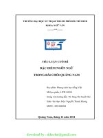 TIỂU LUẬN CUỐI kì đặc điểm NGÔN NGỮ TRONG bài CHÒI QUẢNG NAM 