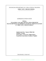 (SKKN mới NHẤT) teaching vocabulary by using phonetic transcriptions to improve students’ pronunciation at trieu son 3 high school 