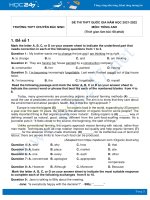 Bộ 5 đề thi thử THPT QG năm 2021-2022 môn Tiếng Anh Trường THPT Chuyên Bắc Ninh Lần 2