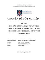 THỰC TRẠNG CHÍNH SÁCH MARKETING THU hút KHÁCH DU LỊCH nội địa của CÔNG TY cổ PHẦN VNTOUR