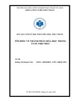 BÀI TẬP CUỐI KỲ HỌC PHẦN HÓA HỌC THỰC PHẨM TÌM HIỂU VỀ THÀNH PHẦN HÓA HỌC TRONG PATE THỊT HEO