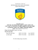 TIỂU LUẬN môn học hệ THỐNG điều KHIỂN tự ĐỘNG TRÊN ô tô cấu tạo và NGUYÊN lý điều KHIỂN làm mát độc lập BẰNG CÔNG tắc NHIỆT THƯỜNG ĐÓNG 