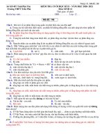 Đề thi học kì 2 môn Sinh học lớp 12 năm 2020-2021 có đáp án - Trường THPT Trần Phú, Phú Yên