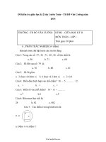 Đề kiểm tra giữa học kì 2 lớp 1 môn Toán  Trường TH Hồ Văn Cường năm 201533198