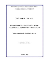 (LUẬN văn THẠC sĩ) online arbitration international experiences and lessons for vietnam 