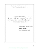(SKKN mới NHẤT) vận DỤNG HIỆU QUẢ CÁCH THỨC mở đầu TRONG bài OXI – OZON môn hóa học 10 CHƯƠNG TRÌNH CHUẨN 