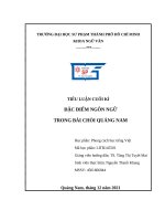 TIỂU LUẬN CUỐI kì đặc điểm NGÔN NGỮ TRONG bài CHÒI QUẢNG NAM 